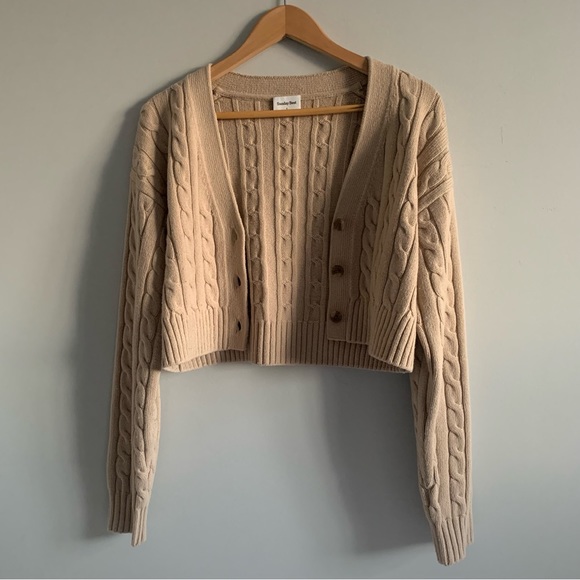 Aritzia Tan Cable Knit Cardigan - Picture 2 of 7